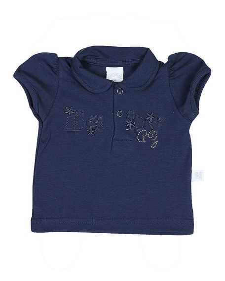 Camiseta Bebê Pólo Malha Cotton Baby -Marinho P