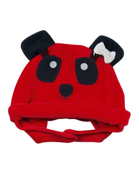 Touca Bebê Plush Ursinha Panda 19204 - Vermelho M