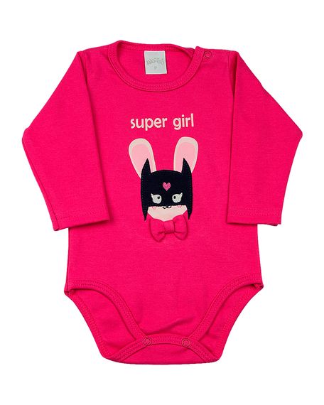 Body Bebê Suedine Super Girl - Pink G