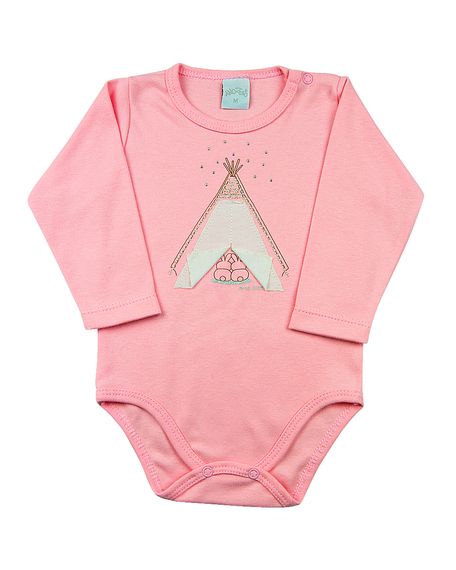 Body Bebê Suedine Barraca Coelhinhos - Rosa M