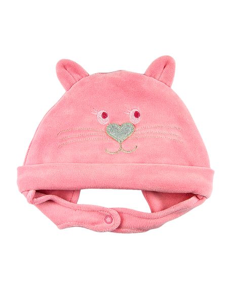 Touca de Bebê Plush Gatinha - Salmão M