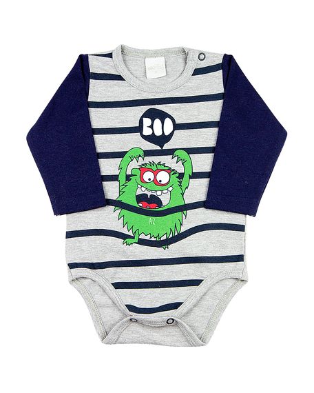 Body Bebê Cotton Monstro Boo - Grafite P