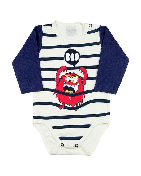 Body Bebê Cotton Monstro Boo - Natural M