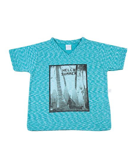 Camiseta Infantil Malha Flame Vintage Hello Summer - Verde 1