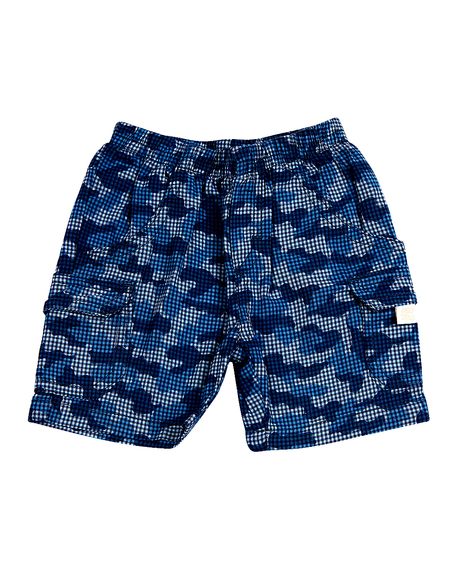 Shorts Bebê tecido Xadrez Camuflado - Azul M