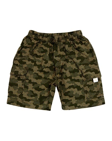 Shorts Bebê tecido Xadrez Camuflado - Verde M