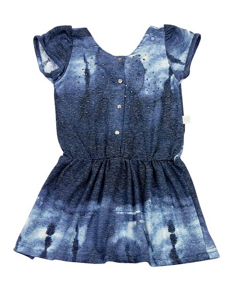 Vestido Infantil Malha Reciclato Estampada - Marinho 2