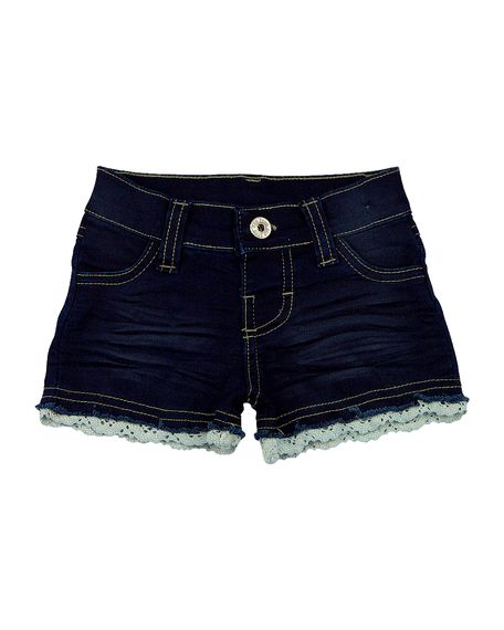 Shorts Infantil Índigo Júlia com Used, Pasta e Rendas nas Pernas - Stone 1