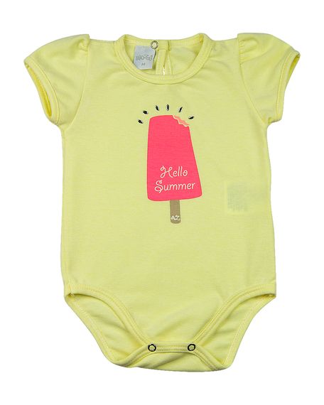 Body Bebê Cotton Stone Sorvete Hello Summer - Amarelo P