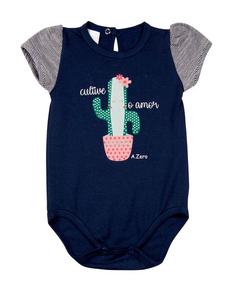 Body Bebê Cotton Cactos Cultive o Amor - Marinho M
