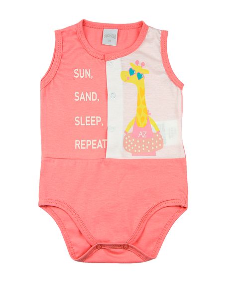 Body Bebê Malha Girafa Sun Sand Sleep - Salmão 1