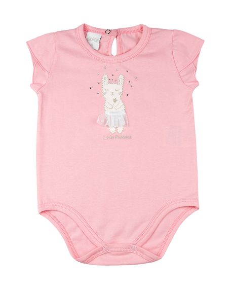 Body Bebê Cotton Conforto Bordado de Coelhinha - Rosa 3