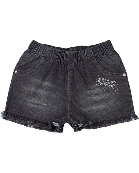 Shorts Infantil Menina Indigo Moss Black Strass - Black 3