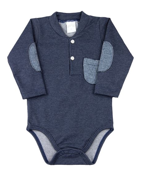 Body Bebê Malha Jeans Strech com Bolsinho - Marinho P