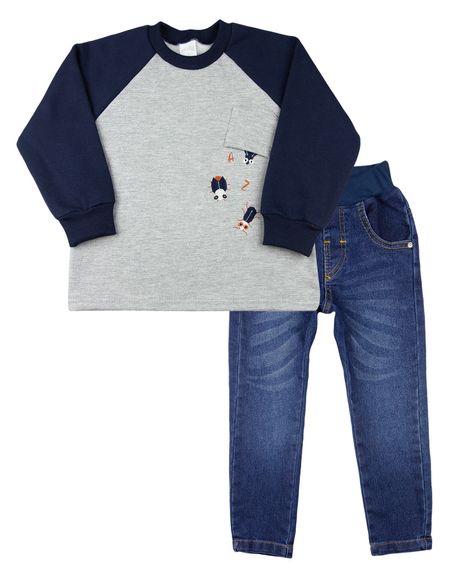 Conjunto Infantil Moleton Flanelado e Índigo Baratinhas - Mescla 2