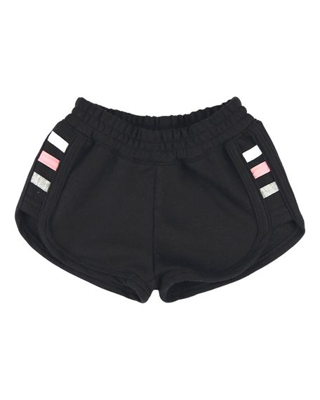 Shorts Infantil Menina Moletinho com 3 Listras - Preto 1