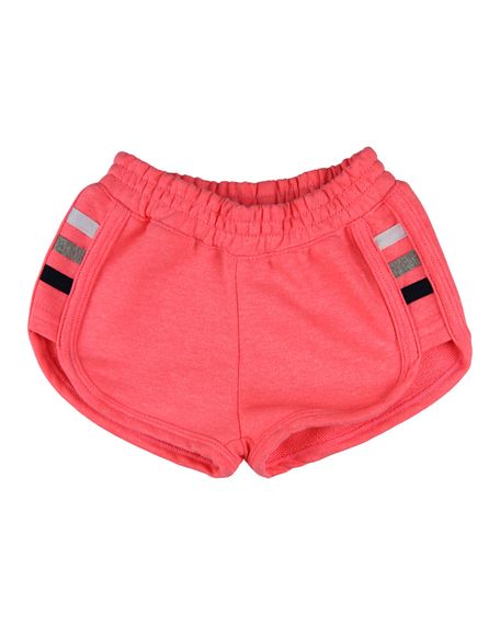 Shorts Infantil Menina Moletinho com 3 Listras - Rosa 1