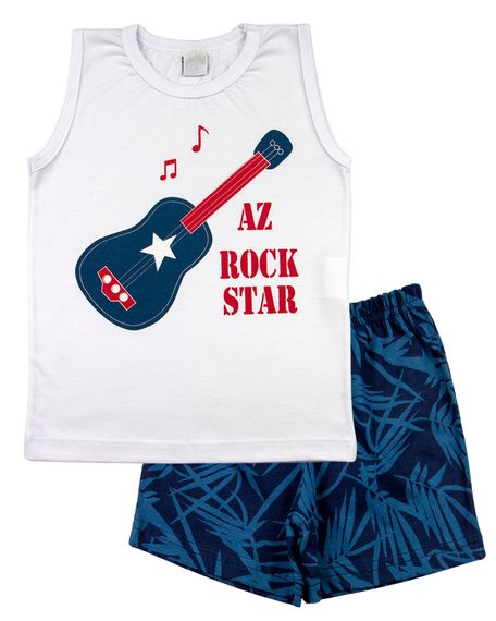 Pijama Infantil Menino Meia Malha e Malha Estampada AZ Rock Star - Marinho 2