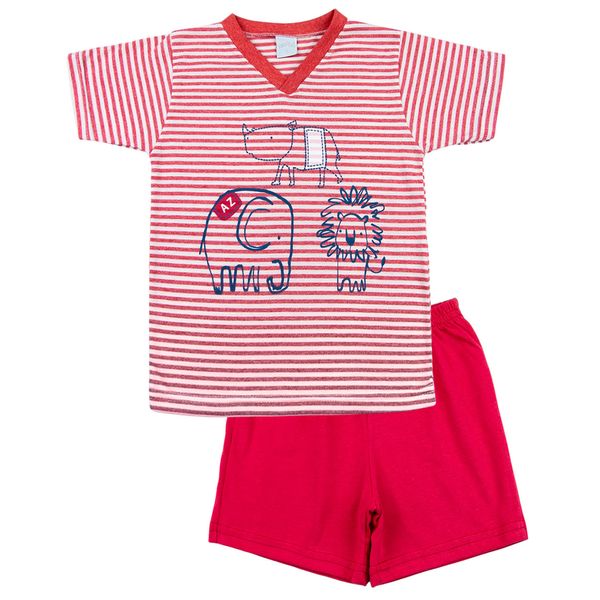 Pijama-Infantil-Menino-Malha-Listrada-Silk-Rinoceronte-Elefante-e-Leao-Vermelho-27804