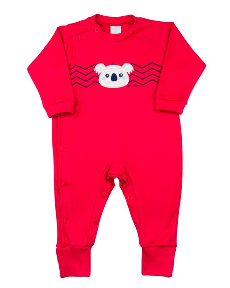 Macacão Bebê Suedine Urso Coala - Vermelho RN