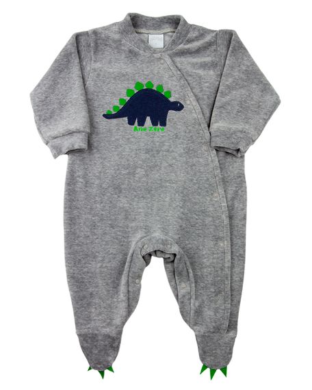 Macacão Bebê Plush Dinossauro - Mescla P