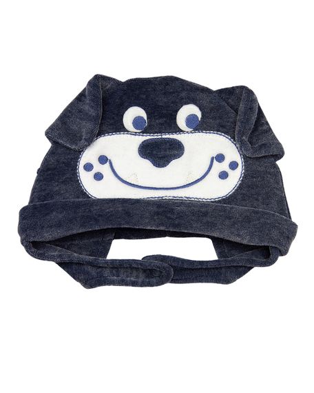 Touca Bebê Plush Jeans Laserwash Cachorrinho - Marinho P