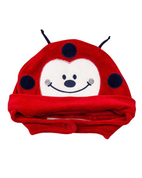 Touca Bebê Plush Joaninha - Vermelho GG