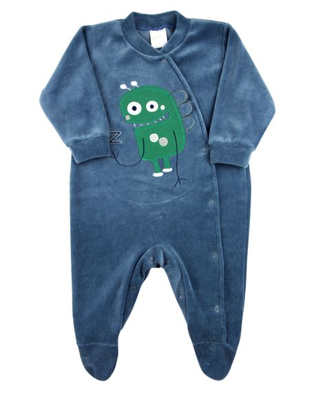 Macacão Bebê Plush Monstrinho - Azul Jeans P