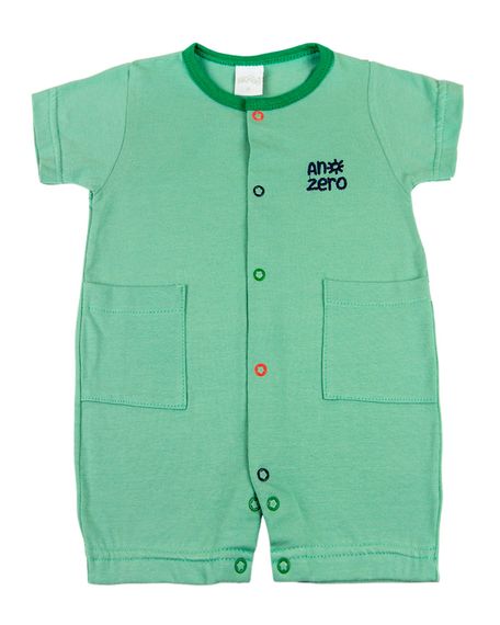 Macacão Curto Bebê Cotton com Botões Coloridos - Verde M