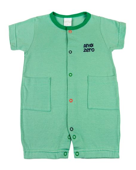 Macacão Curto Bebê Cotton com Botões Coloridos - Verde P