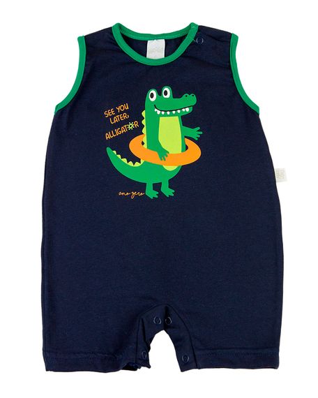 Macacão Curto Bebê Cotton Silk Alligator - Marinho M