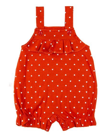 Macacão Bebê Sem Mangas Cotton Estampado Corações - Vermelho M