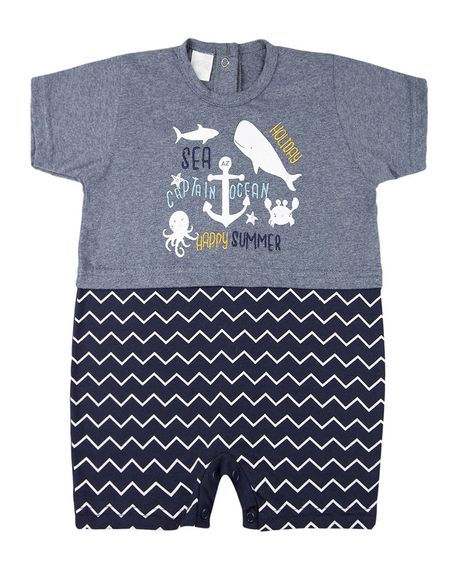 Macacão Bebê Cotton -Colorê Soft Toutch Captain Ocean - Marinho P