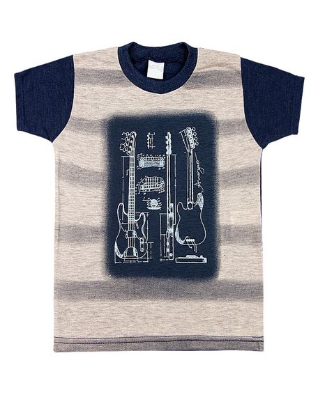Camiseta Infantil Malha Deep Mescla Guitarras - Marinho 1