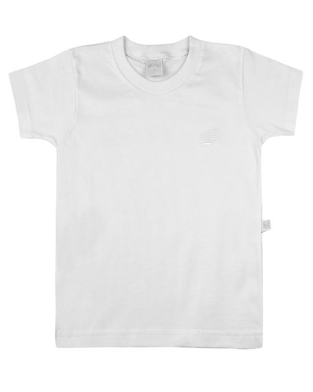 Camiseta Infantil Meia Malha Manga Curta Básica - Branco 3
