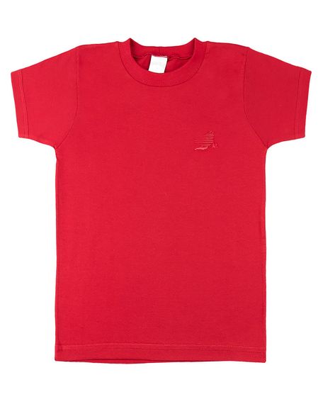 Camiseta Infantil Meia Malha Manga Curta Básica - Vermelho 1