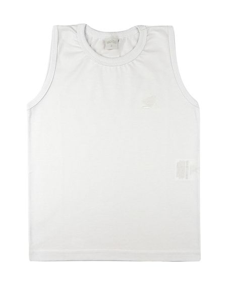 Camiseta Infantil meia Malha Manga Cavada Básica - Branco 3
