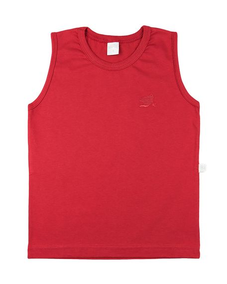 Camiseta Infantil meia Malha Manga Cavada Básica - Vermelho 1