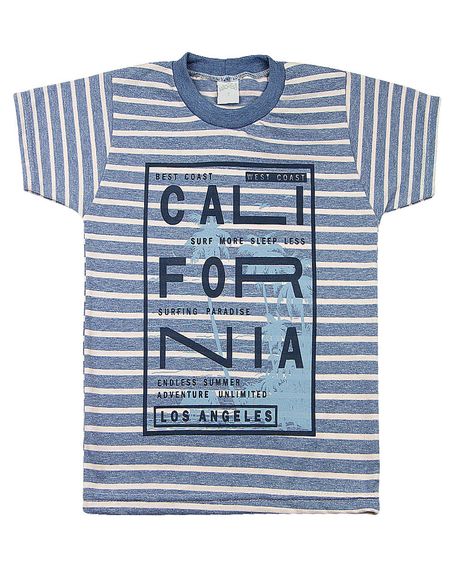 Camiseta Infantil Malha Listrada Cool Califórnia - Azul 1
