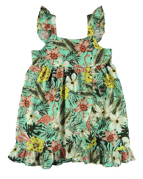 Vestido-Infantil-Tricoline-Estampa-Digital-Floral-com-Flamingos-Verde-23704