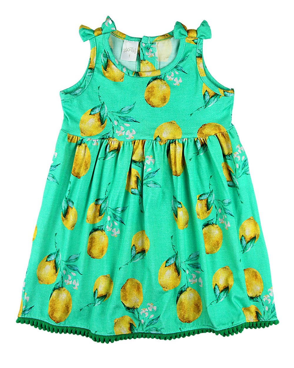 Vestido Infantil Viscolycra Estampa Digital Limões - Verde