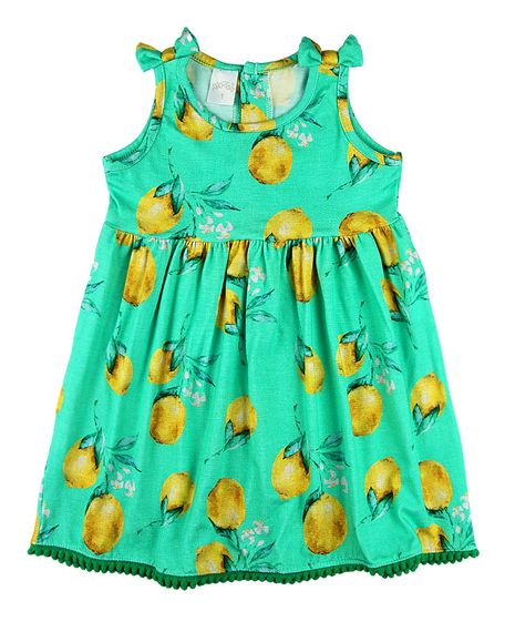 Vestido Infantil Viscolycra Estampa Digital Limões - Verde 3