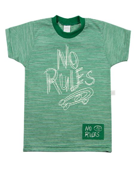 Camiseta Infantil Malha Listrada Pontal No Rules - Verde 1