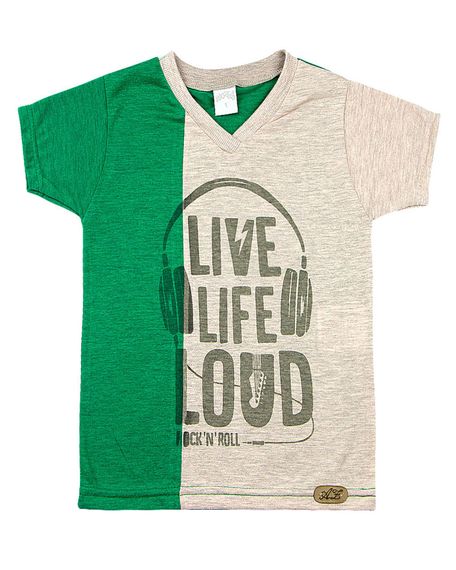 Camiseta Infantil Malha Deep Mescla Live Life Loud - Verde 1