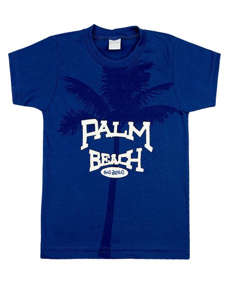 Camiseta Infantil Meia Malha Palm Beach - Azul Jeans 1