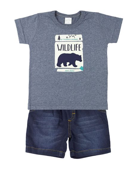 Conjunto Bebê Malha Colorê Soft Touch e Índigo Wild Life - Marinho P