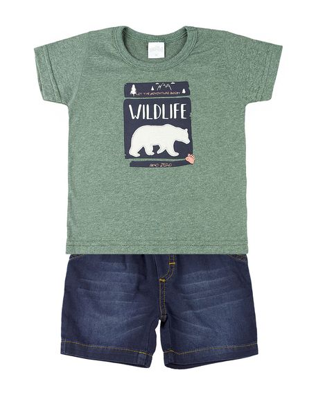 Conjunto Bebê Malha Colorê Soft Touch e Índigo Wild Life - Verde G