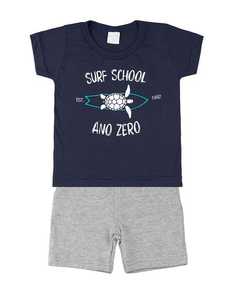 Conjunto Meia Malha e Moletinho Surf School - Marinho M