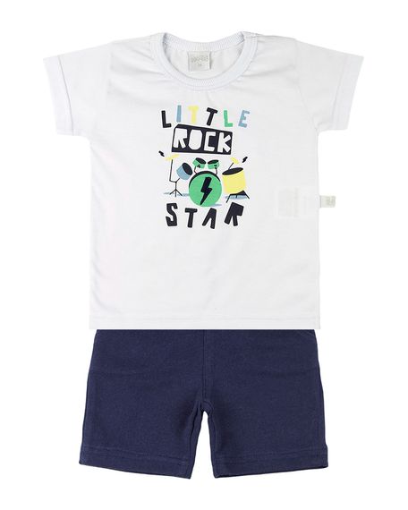 Conjunto Bebê Meia Malha e Moletinho Little Rock Star - Branco G