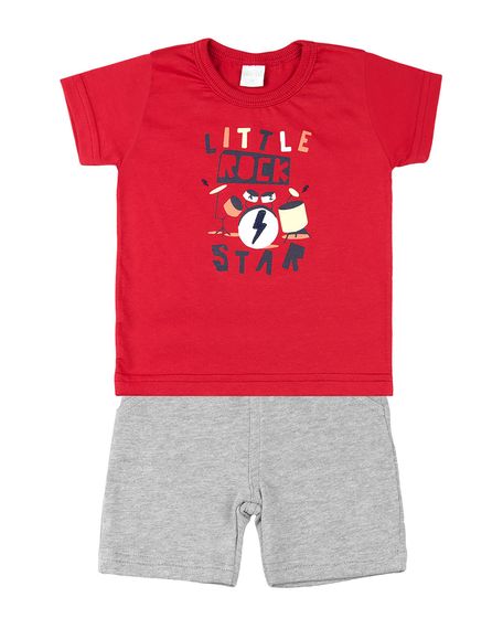 Conjunto Bebê Meia Malha e Moletinho Little Rock Star - Vermelho M